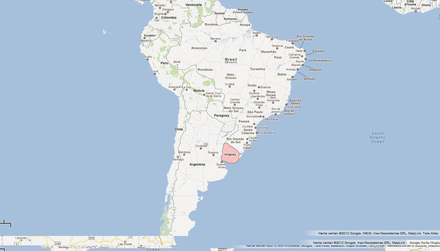 karte von Uruguay sud amerika